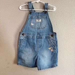 Osh Kosh Denim Overalls 4T with embroidered butterflies